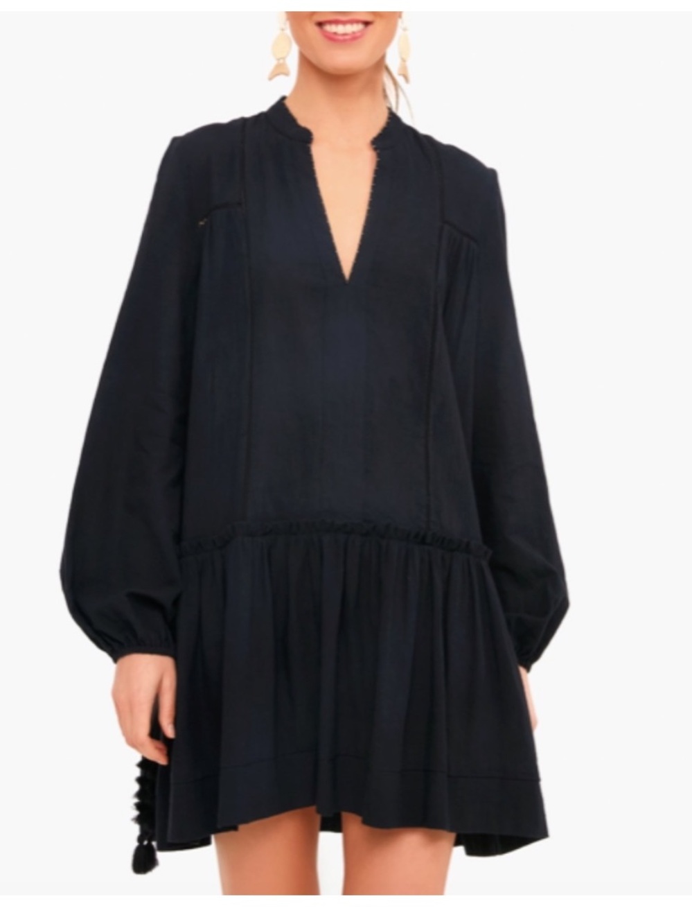 Pomander Place Black Ophelia Cotton Gauze Babydoll Dress SZ S Resortwear